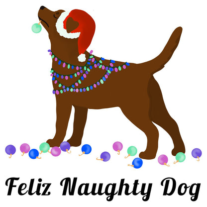 Feliz Naughty Dog Chocolate Lab - Women's V-Neck T-Shirt