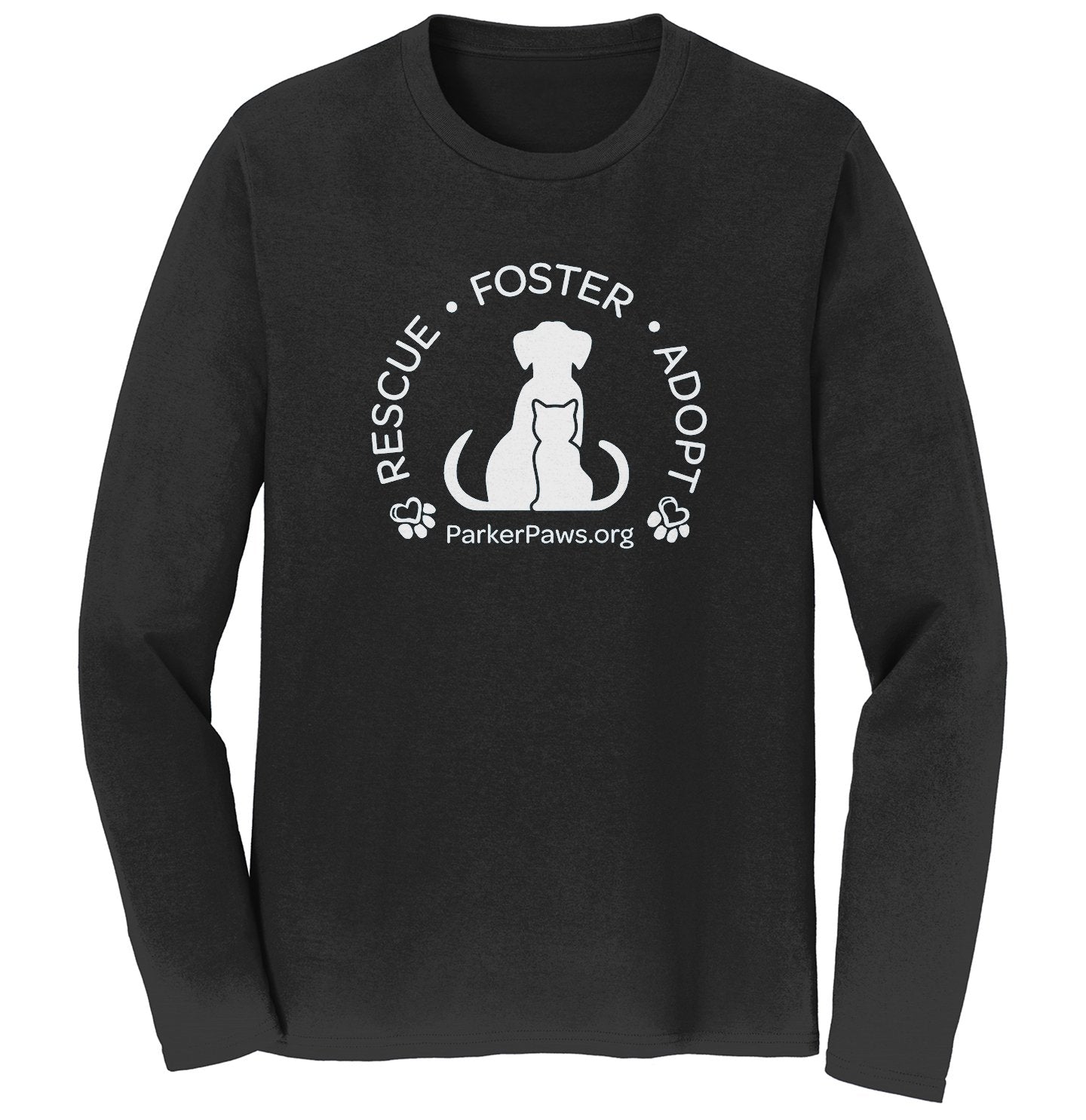 Parker Paws Logo Rescue Foster Adopt - Adult Unisex Long Sleeve T-Shirt