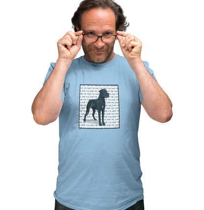 Great Dane (Natural Ears) Love Text - Adult Unisex T-Shirt