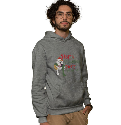 Merry Woofmas Bulldog - Adult Unisex Hoodie Sweatshirt