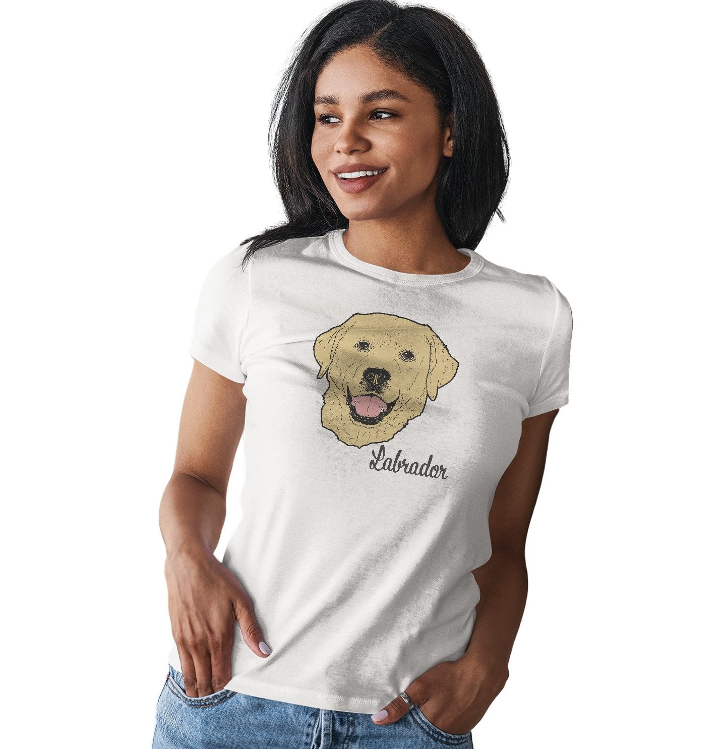 Yellow Labrador Headshot - Women's Fitted T-Shirt
