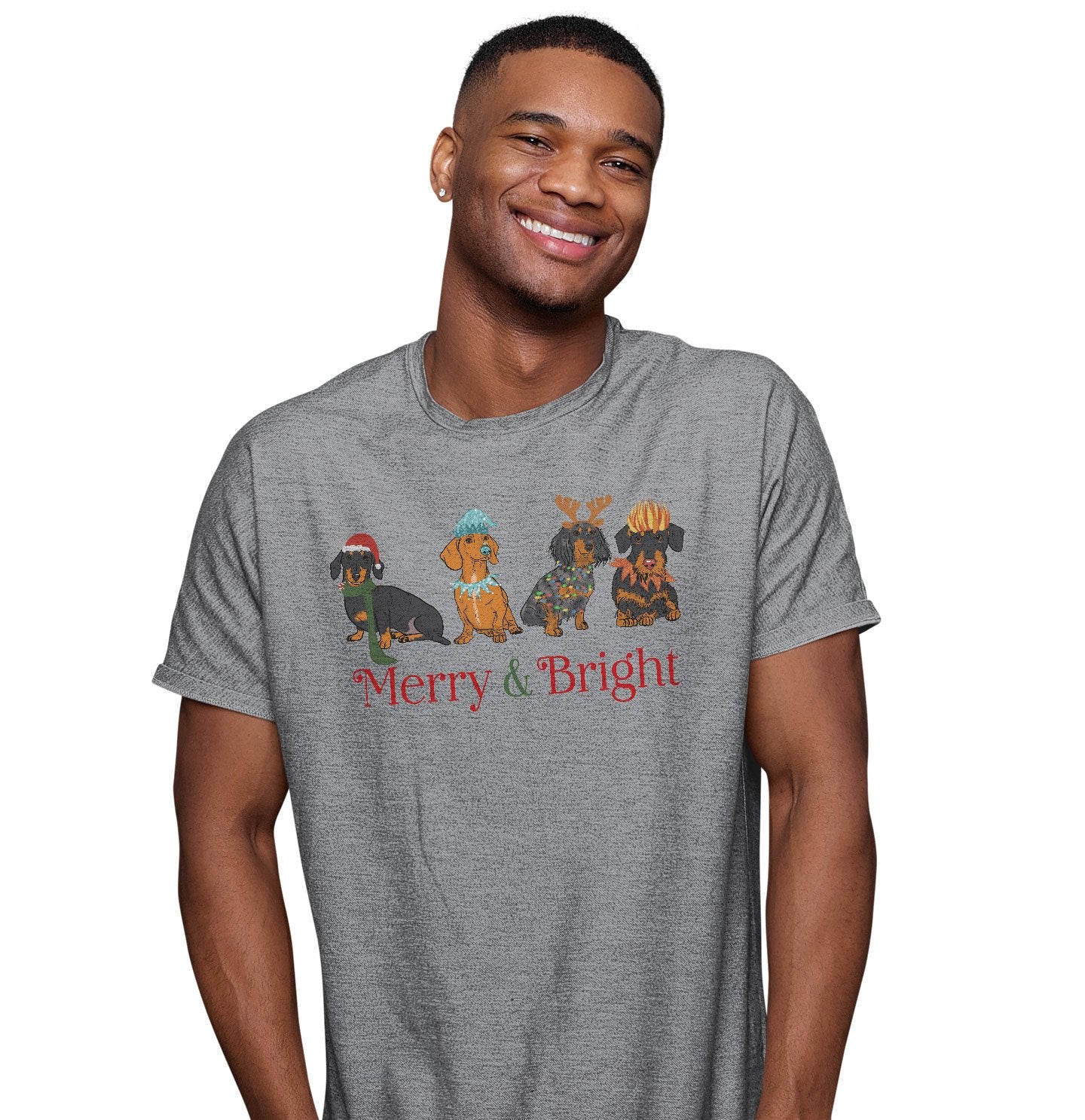 Dachshund Christmas Line Up - Adult Unisex T-Shirt