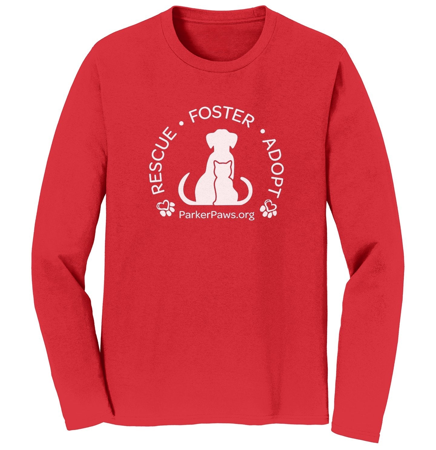 Parker Paws Logo Rescue Foster Adopt - Adult Unisex Long Sleeve T-Shirt