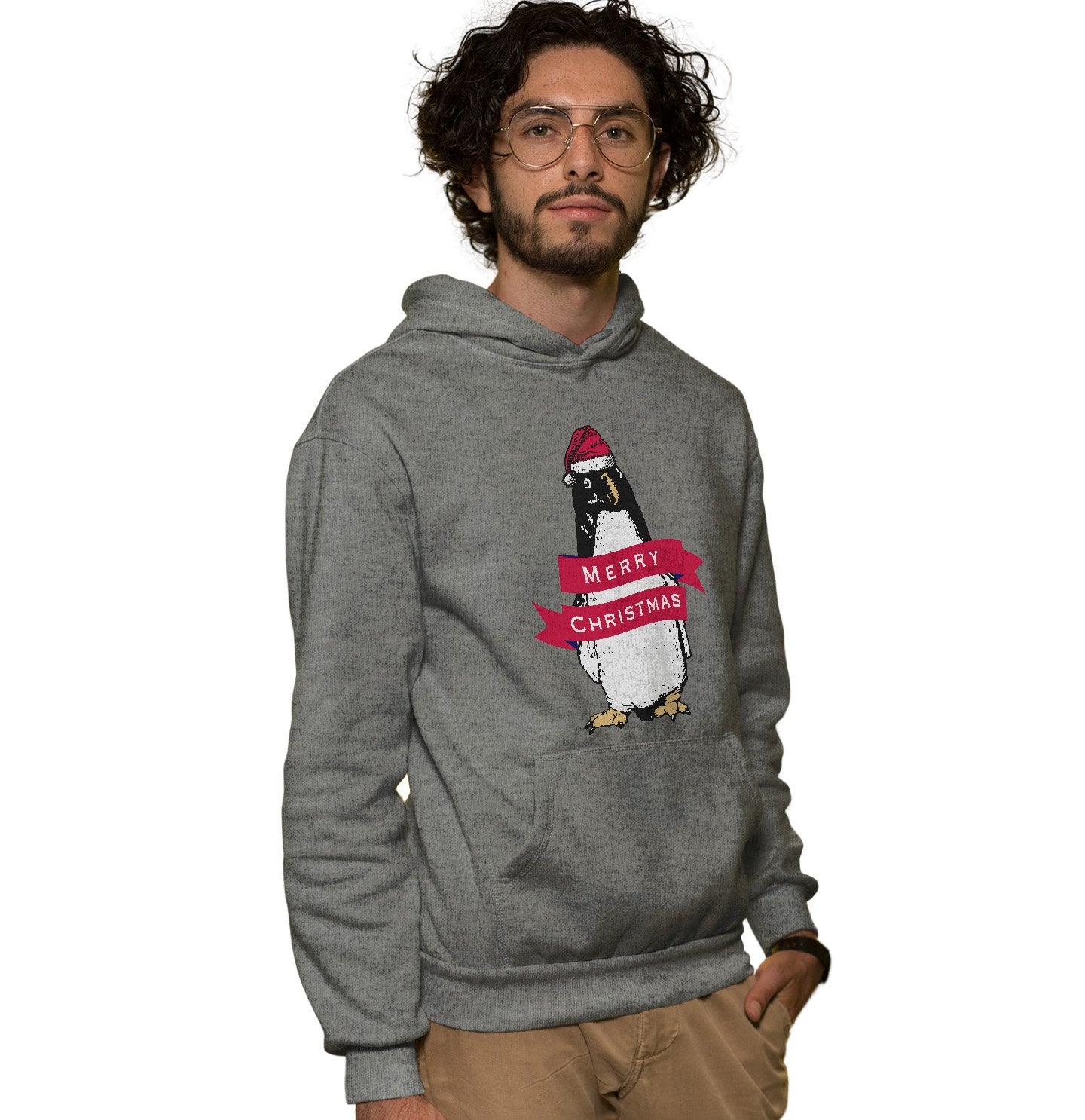 Merry Christmas Penguin - Adult Unisex Hoodie Sweatshirt