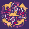 Yellow Labrador Pink Fleur Pattern  - Women's Fitted T-Shirt