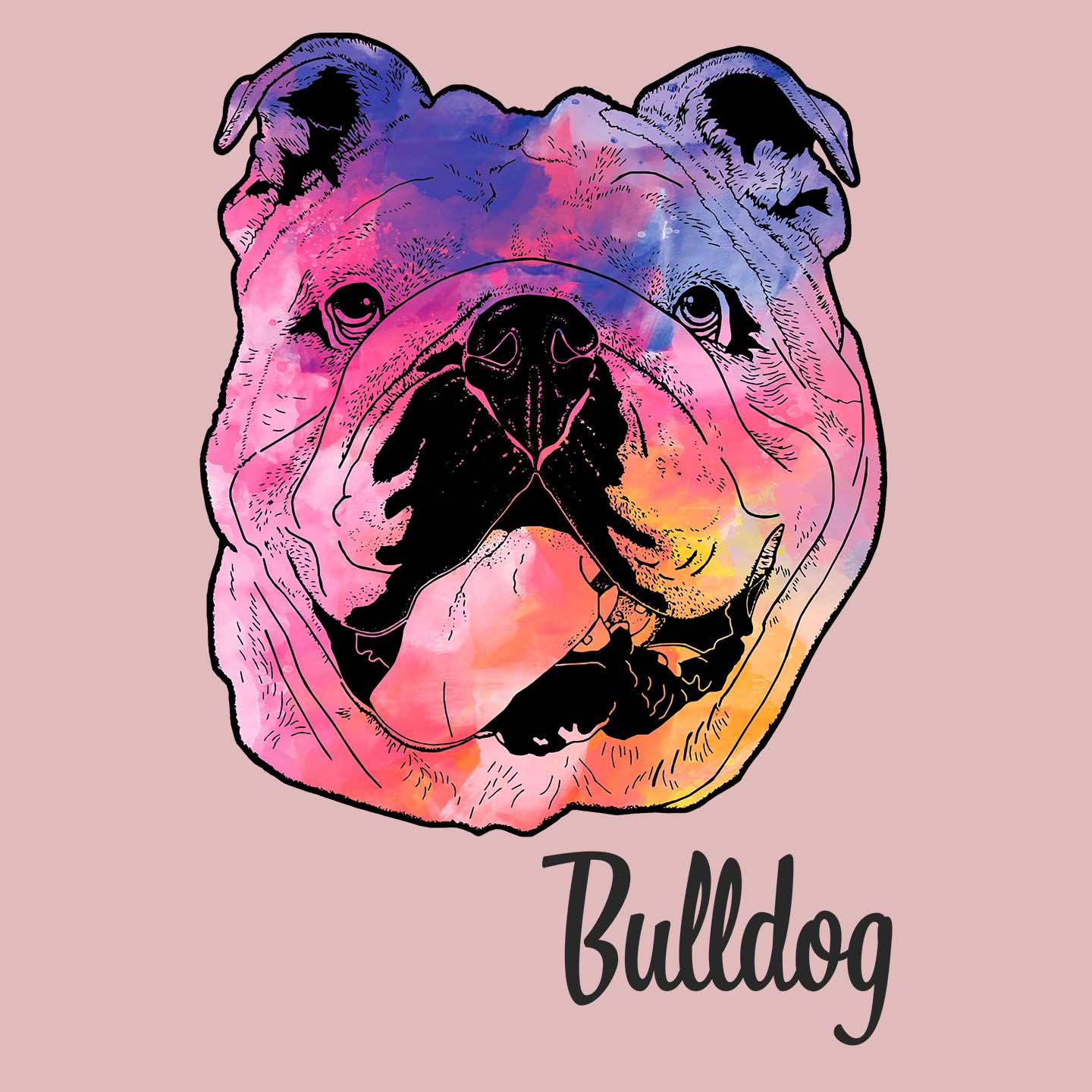 Colorful Bulldog Headshot - Women's Fitted T-Shirt