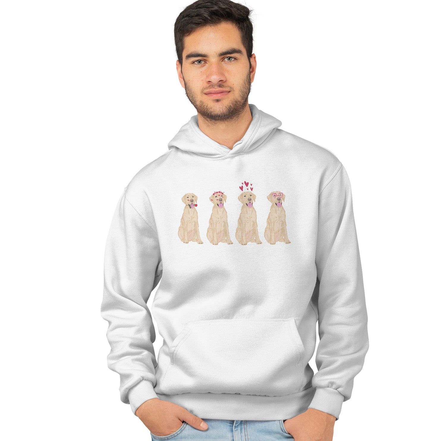 Animal Pride - Yellow Lab Love Line Up - Adult Unisex Hoodie Sweatshirt