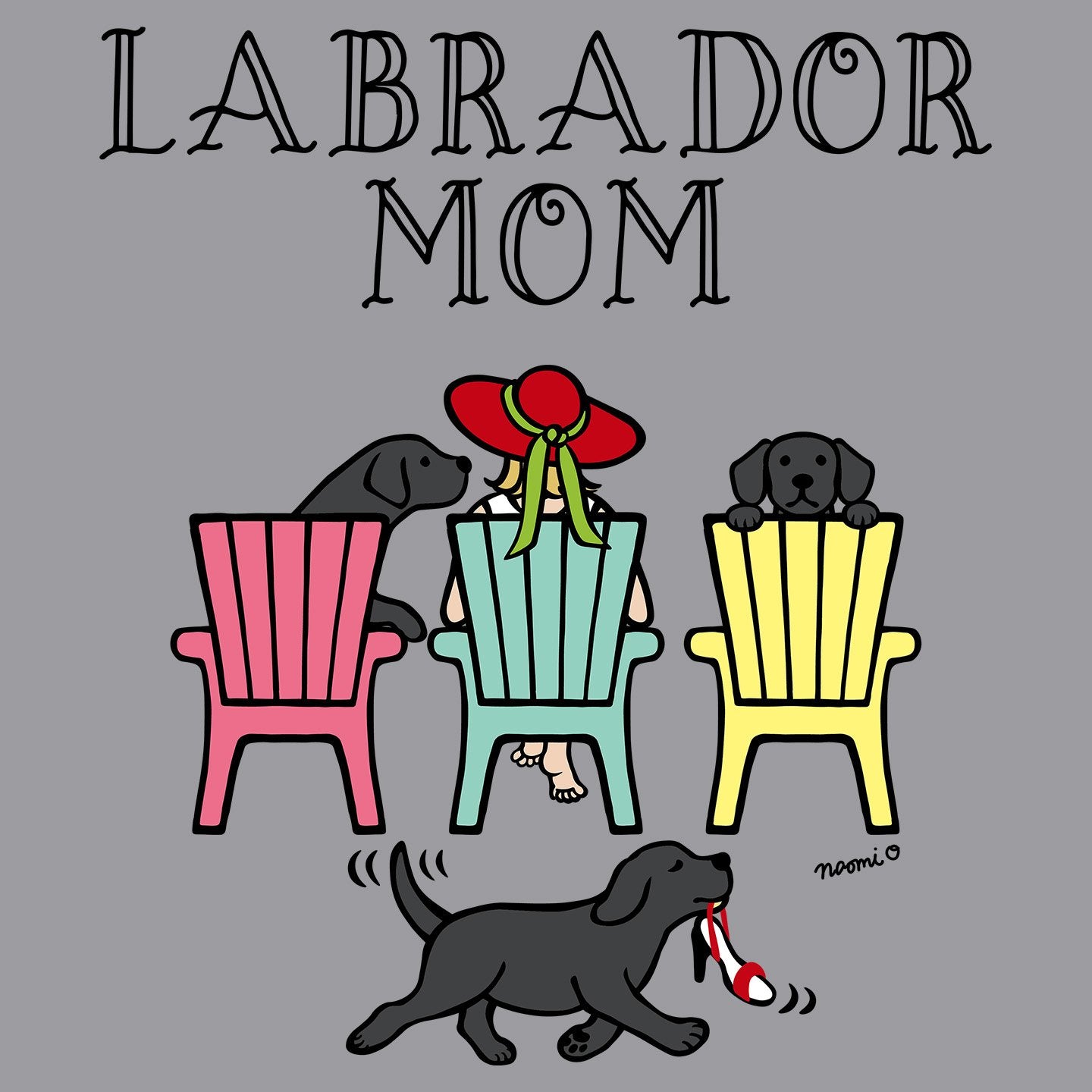 Black Labrador Dog Mom Deck Chairs - Adult Unisex Long Sleeve T-Shirt