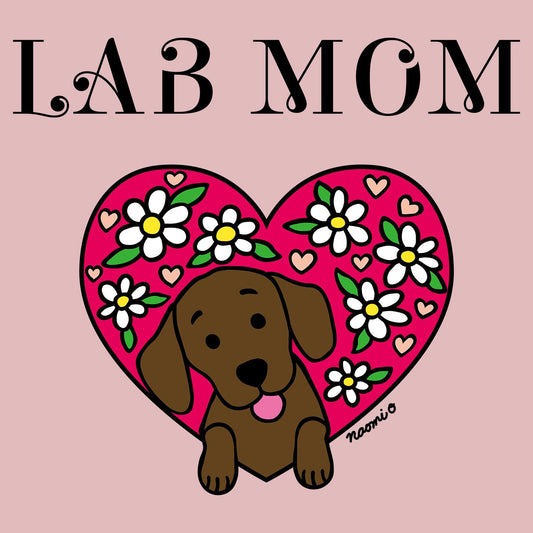 Flower Heart Chocolate Lab Mom - Women's Fitted T-Shirt