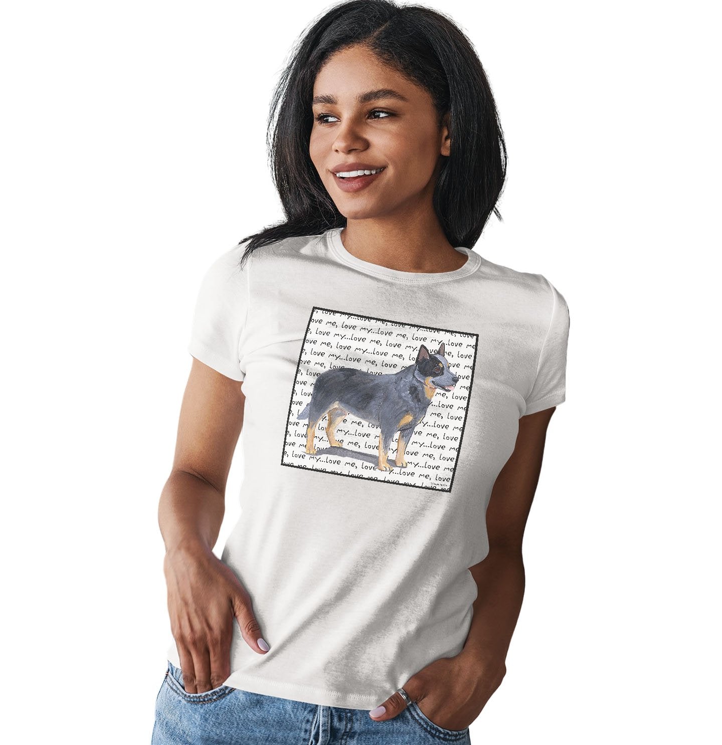 Australian Cattle Dog Love Text - Women's Fitted T-Shirt