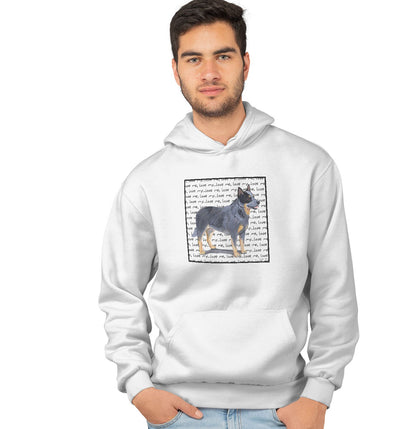 Australian Cattle Dog Love Text - Adult Unisex Hoodie Sweatshirt