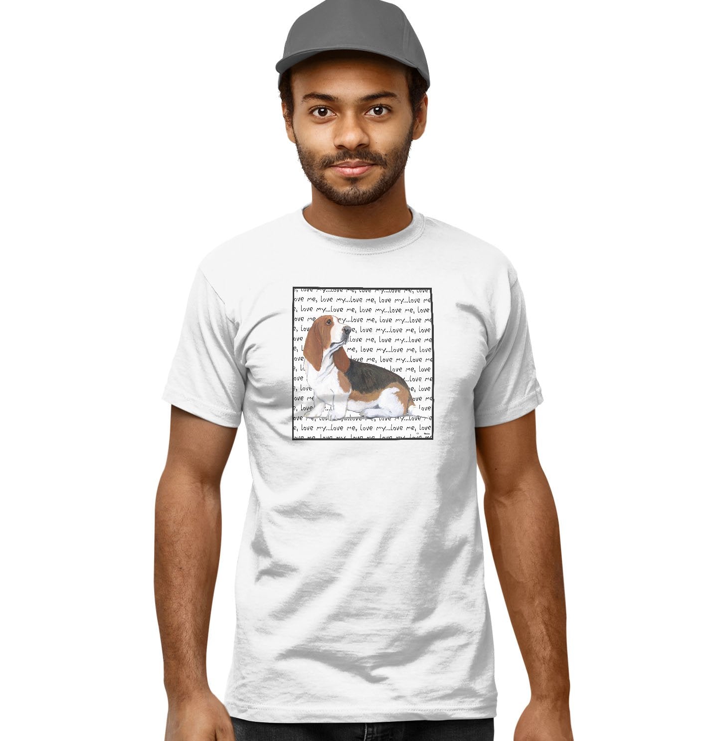 Basset Hound Love Text - Adult Unisex T-Shirt