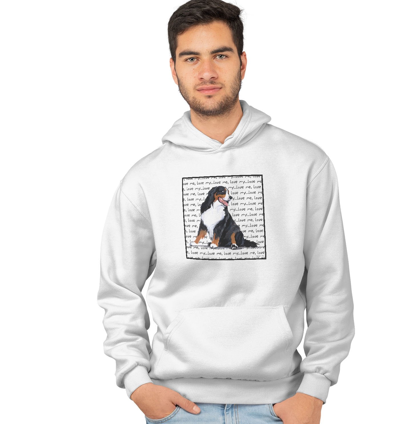 Bernese Mountain Dog Love Text - Adult Unisex Hoodie Sweatshirt