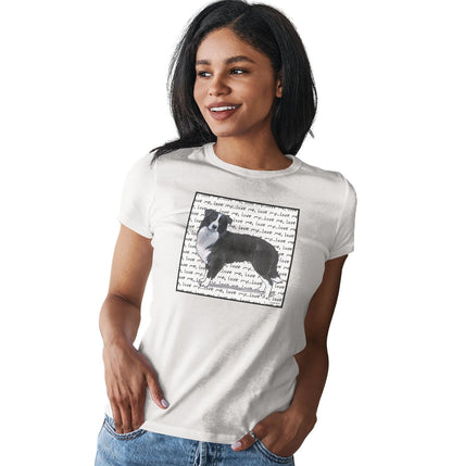 Border Collie Love Text - Women's Fitted T-Shirt