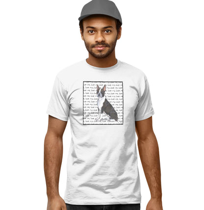 Boston Terrier Love Text - Adult Unisex T-Shirt