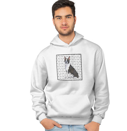 Boston Terrier Love Text - Adult Unisex Hoodie Sweatshirt