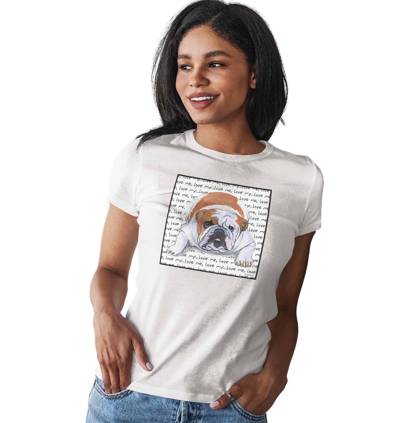 Bulldog Love Text - Women's Fitted T-Shirt