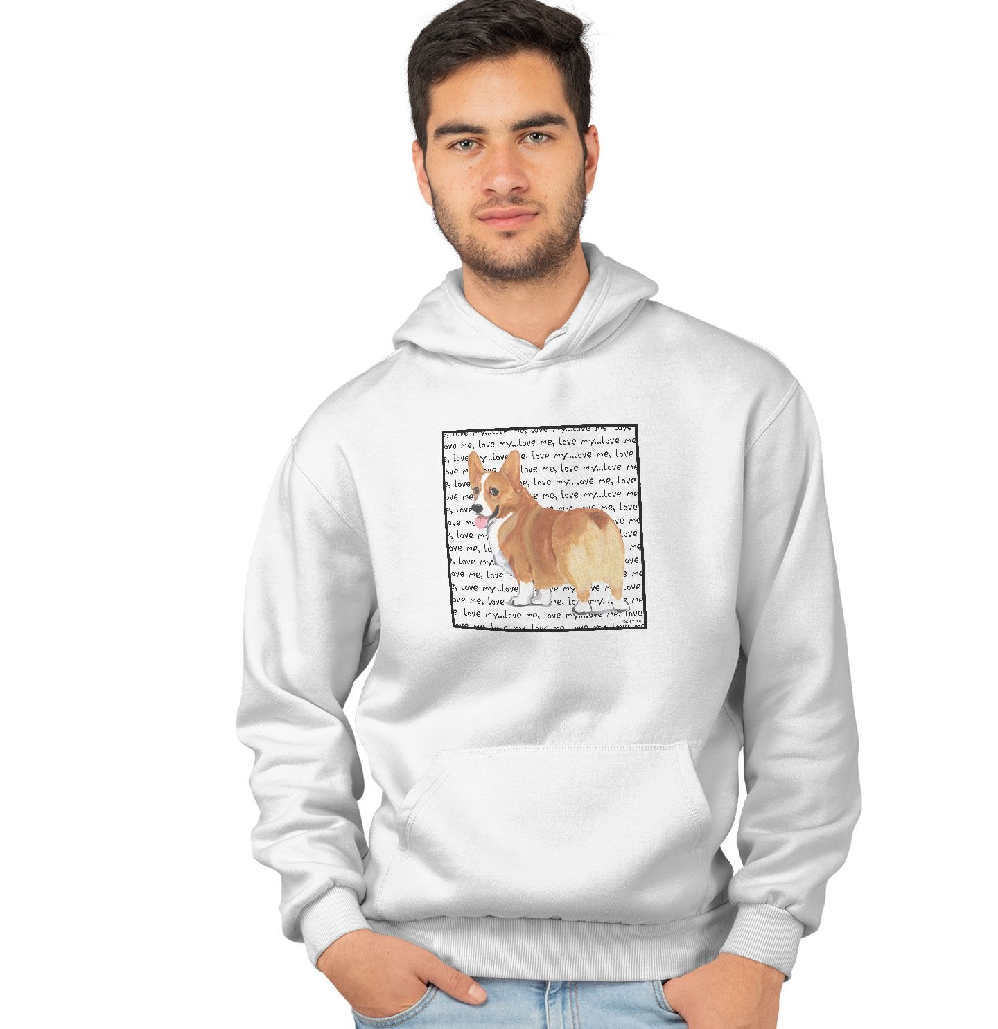 Animal Pride - Corgi Love Text - Adult Unisex Hoodie Sweatshirt