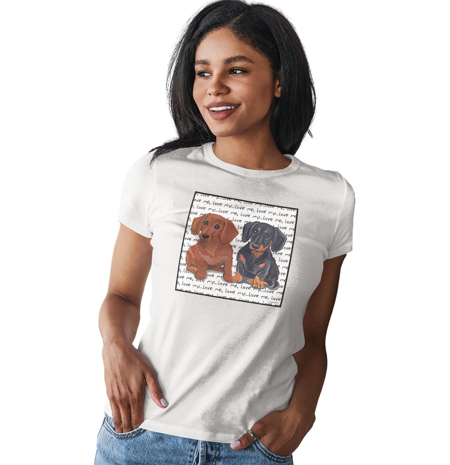 Dachshund Love Text - Women's Fitted T-Shirt