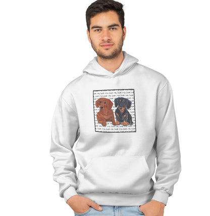 Animal Pride - Dachshund Love Text - Adult Unisex Hoodie Sweatshirt