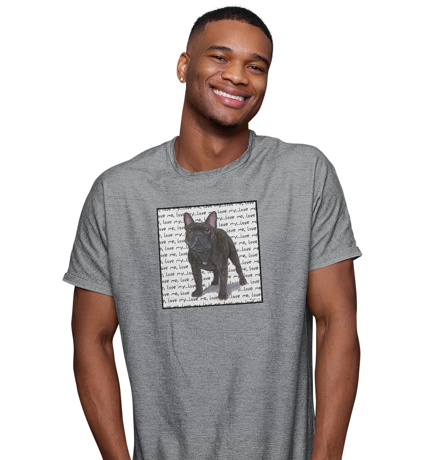 Animal Pride - Frenchie Love Text - Adult Unisex T-Shirt