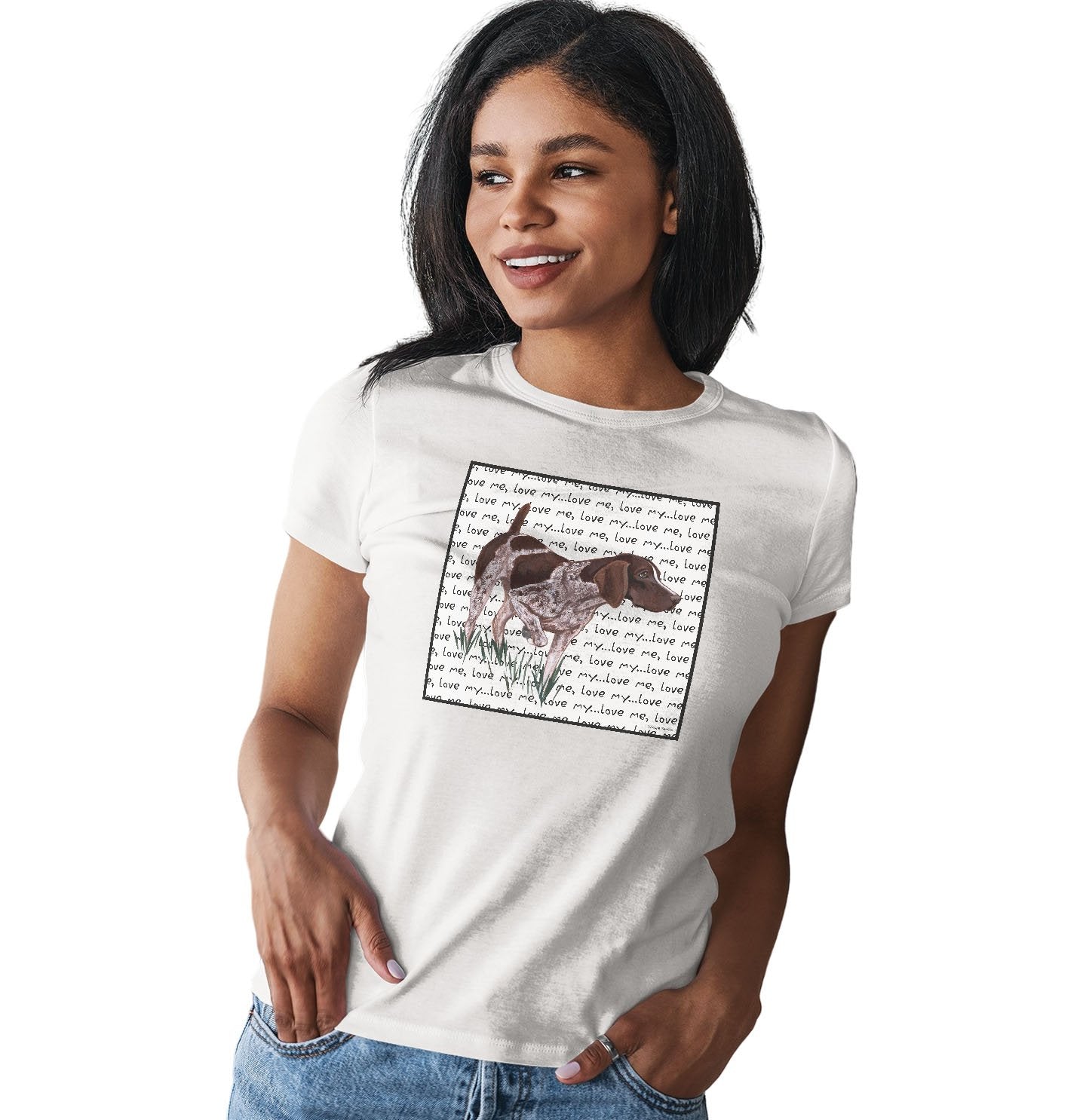 German Pointer Love Text - Women's Fitted T-Shirt