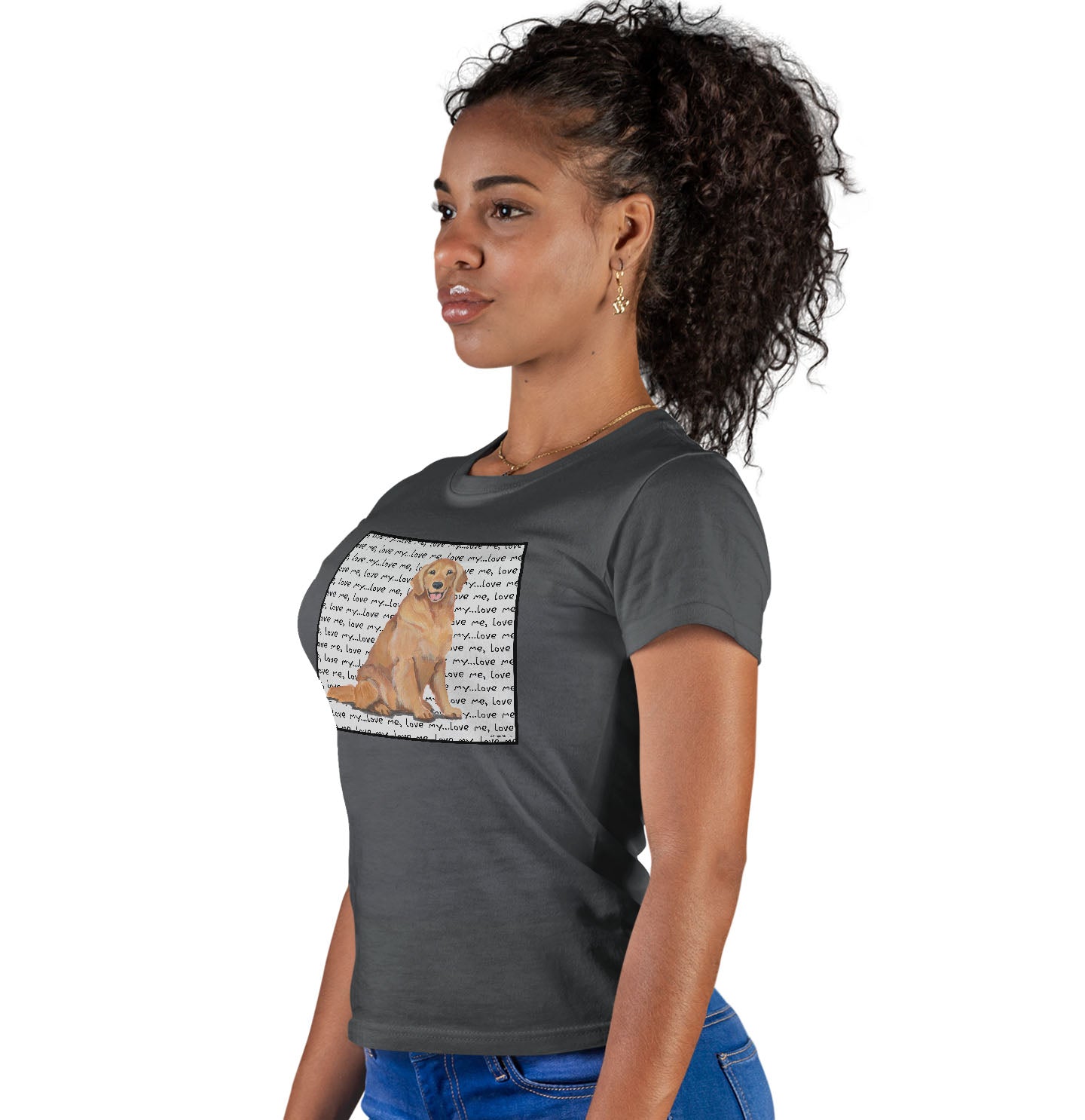 Golden Love Text - Women's Fitted T-Shirt