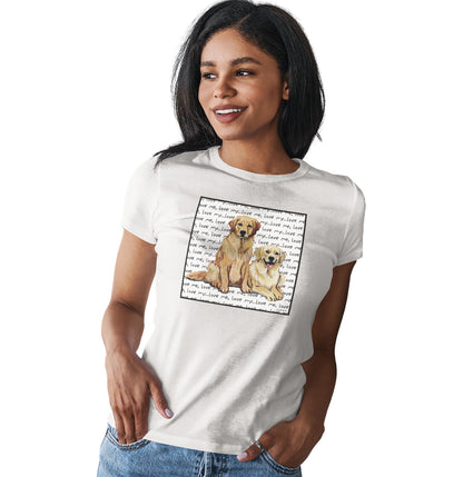 Golden Retriever Love Text Pair - Women's Fitted T-Shirt