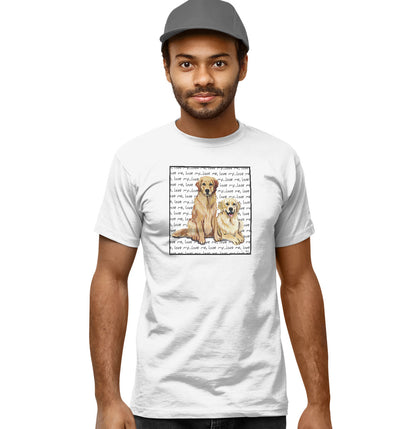 Golden Retriever Love Text Pair - Adult Unisex T-Shirt