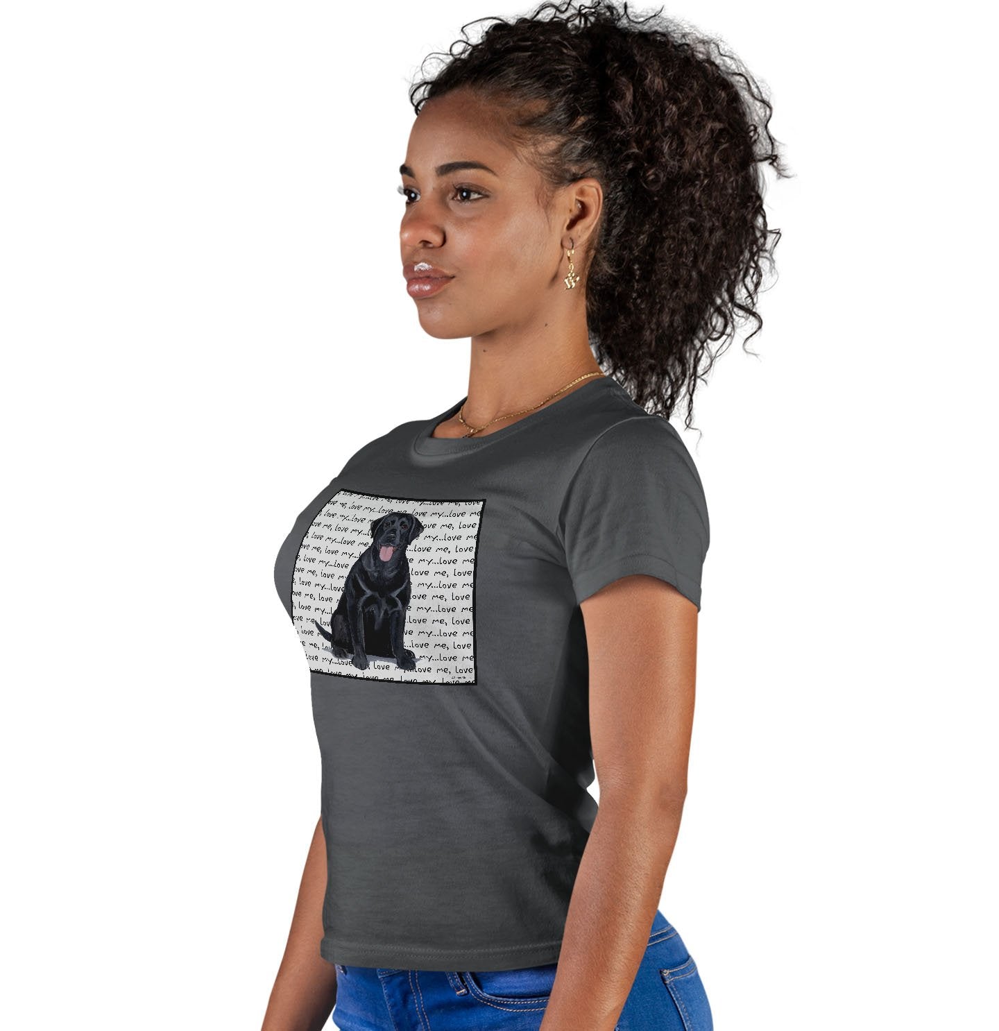 Black Lab Love Text - Women's Fitted T-Shirt - Animal Tee