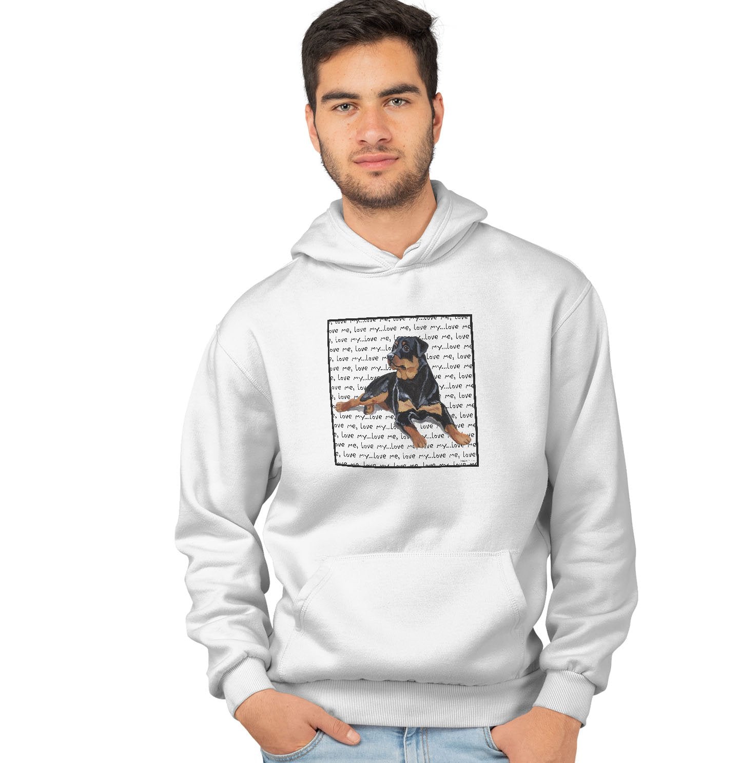 Rottweiler Love Text - Adult Unisex Hoodie Sweatshirt