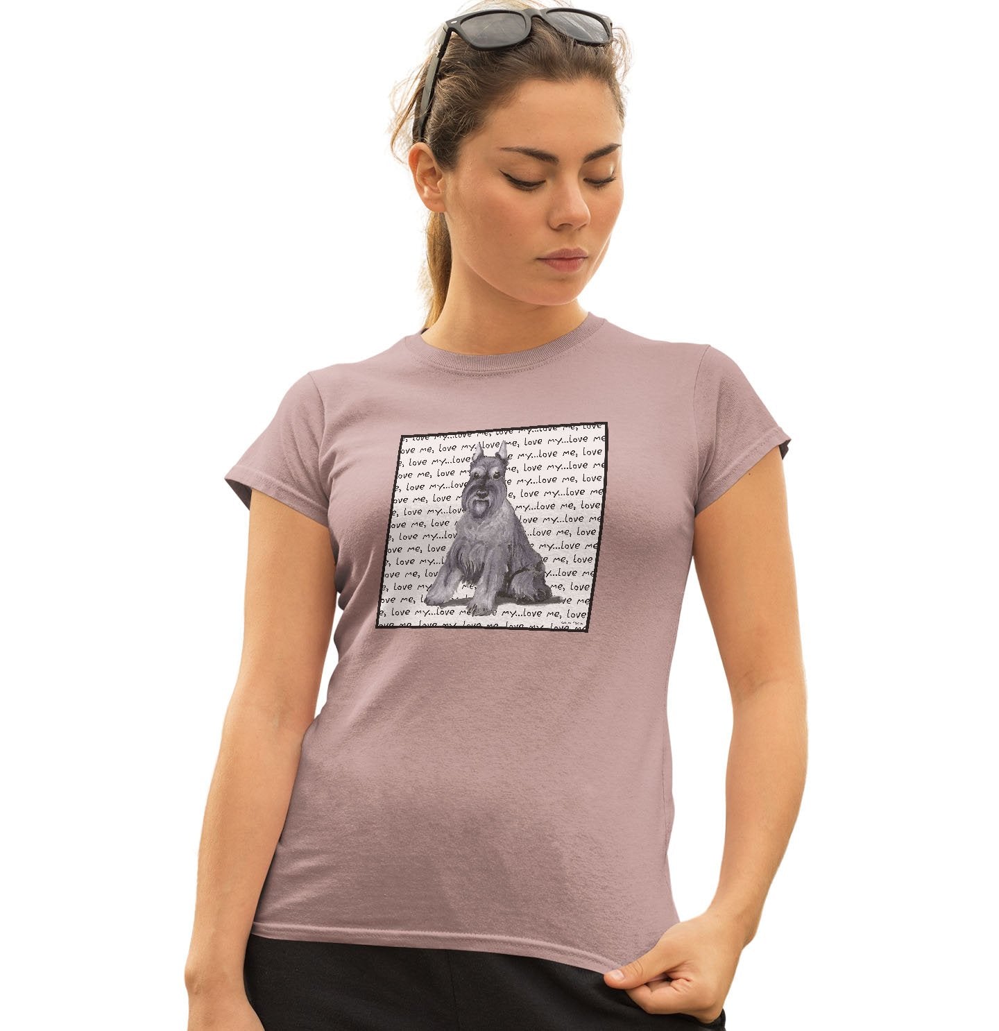Animal Pride - Schnauzer Love Text - Women's Fitted T-Shirt