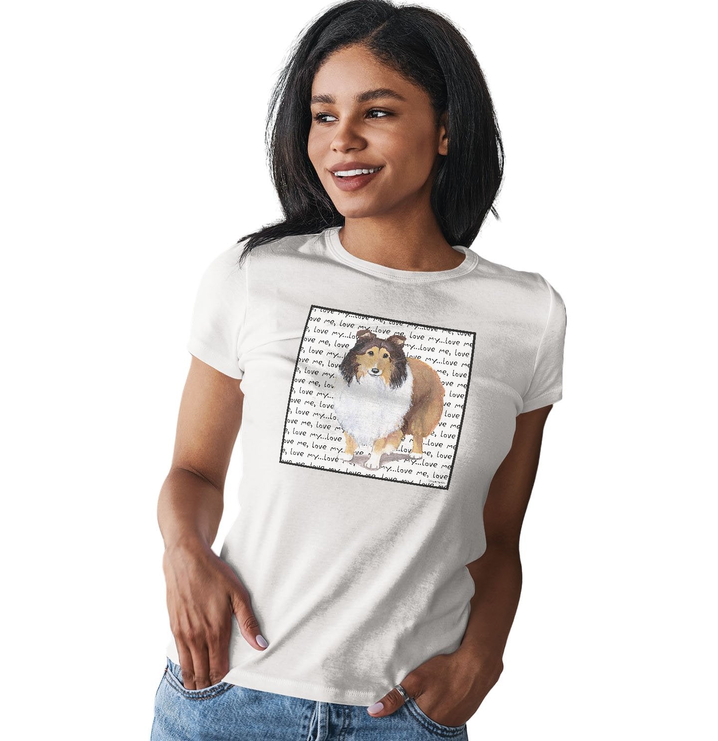 Sheltie Love Text - Women's Fitted T-Shirt