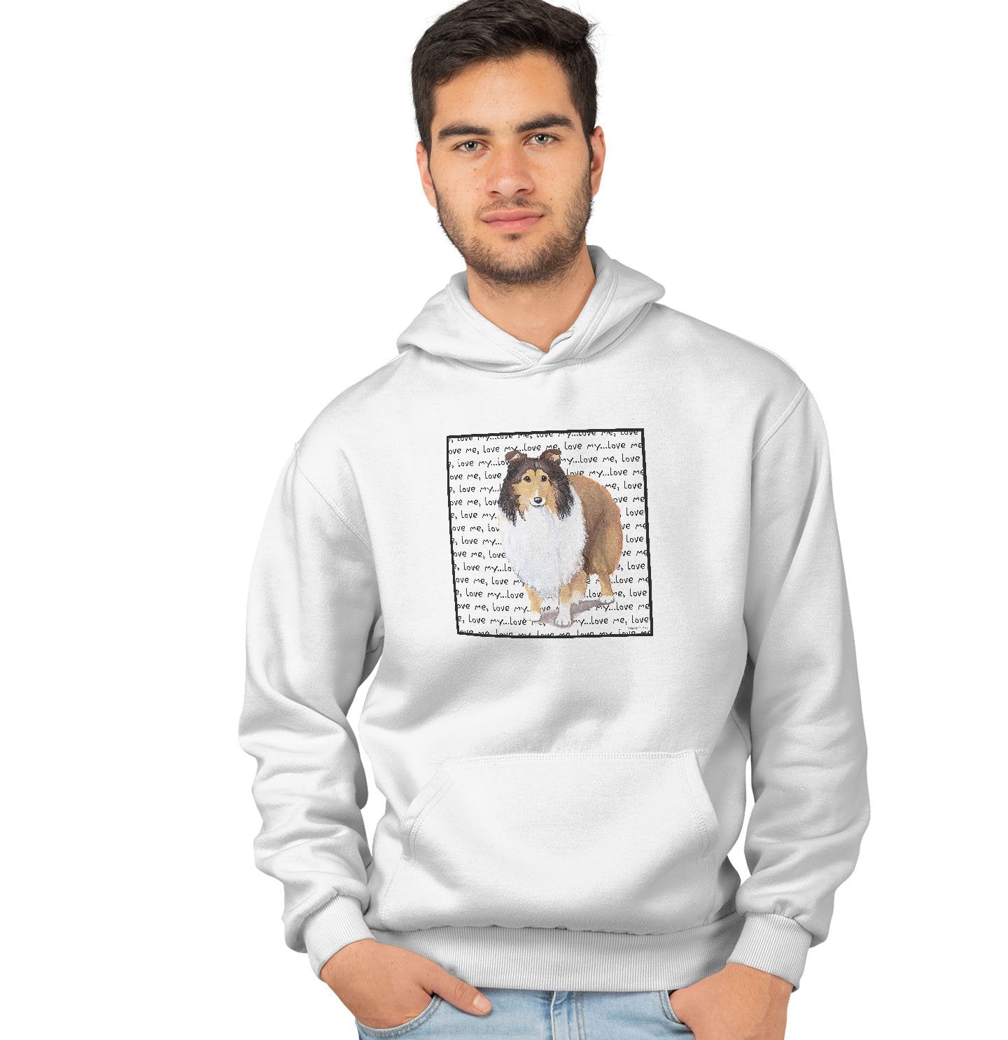 Sheltie Love Text - Adult Unisex Hoodie Sweatshirt