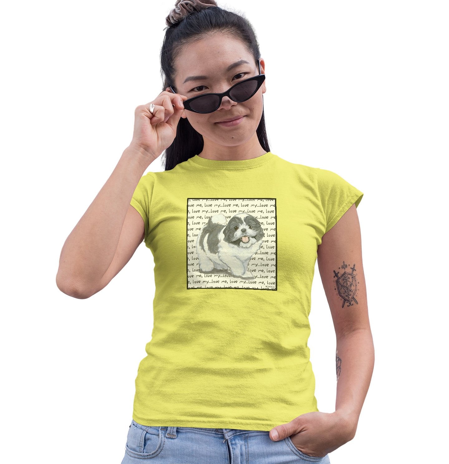 Shih Tzu Love Text - Women's Fitted T-Shirt