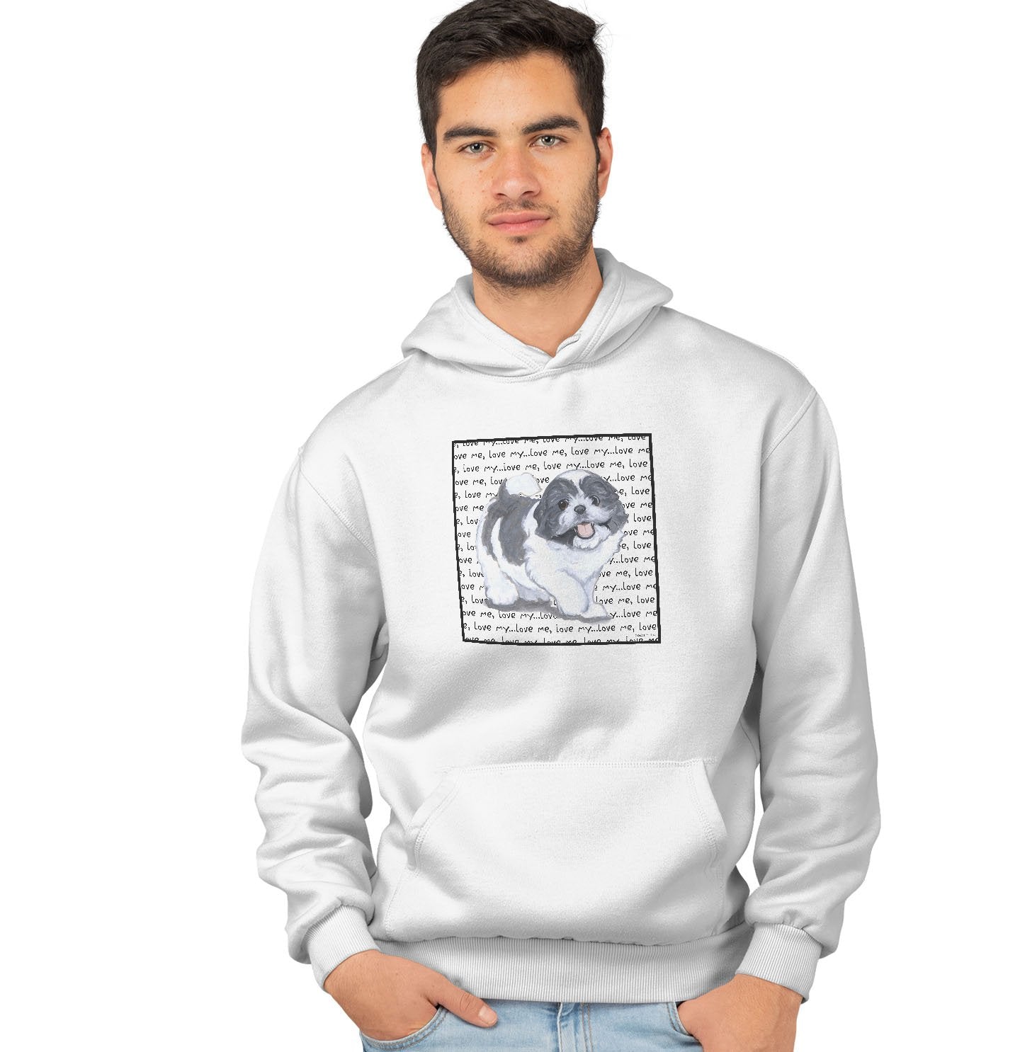 Shih Tzu Love Text - Adult Unisex Hoodie Sweatshirt