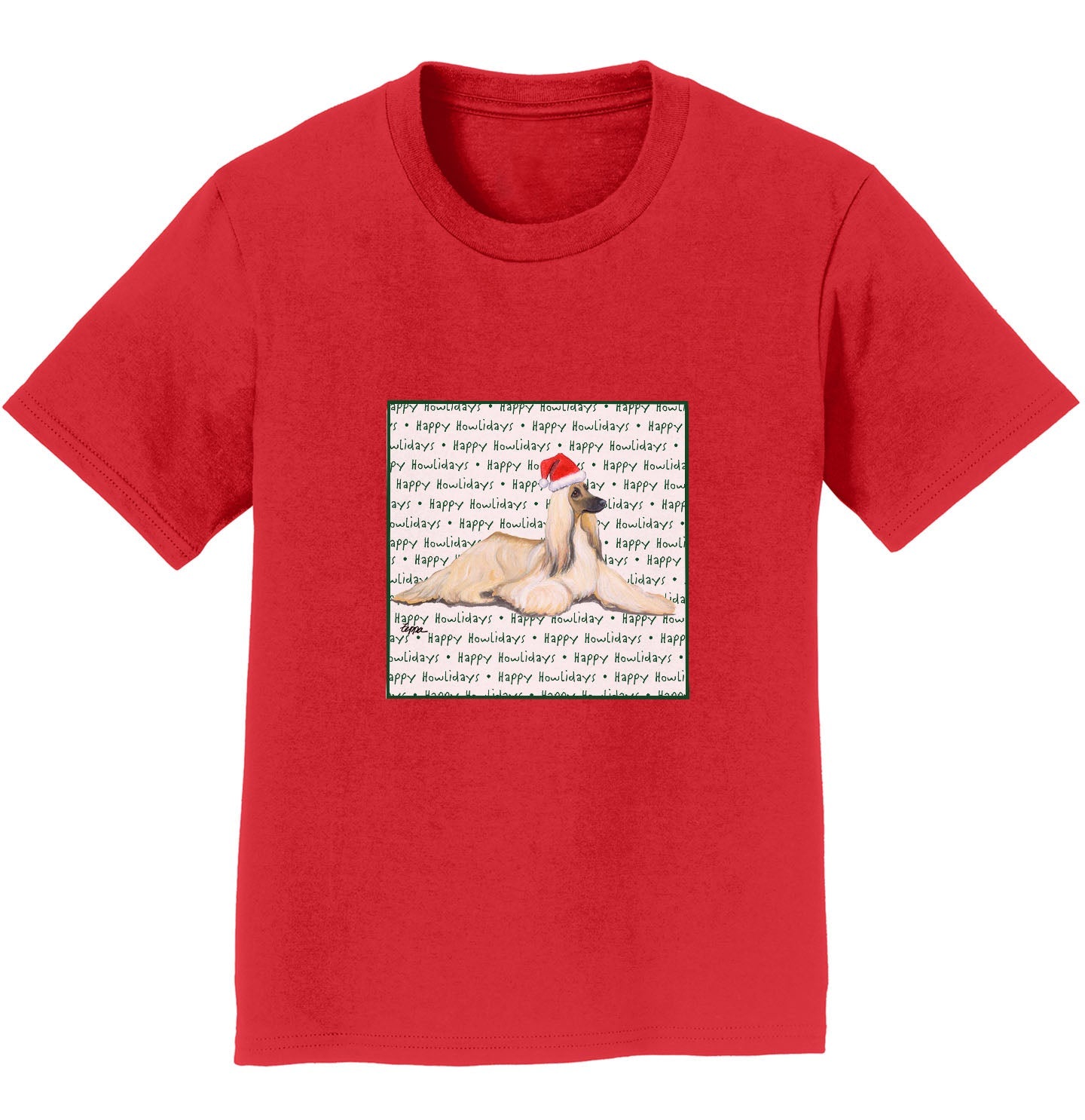 Afghan Hound Happy Howlidays Text - Kids' Unisex T-Shirt