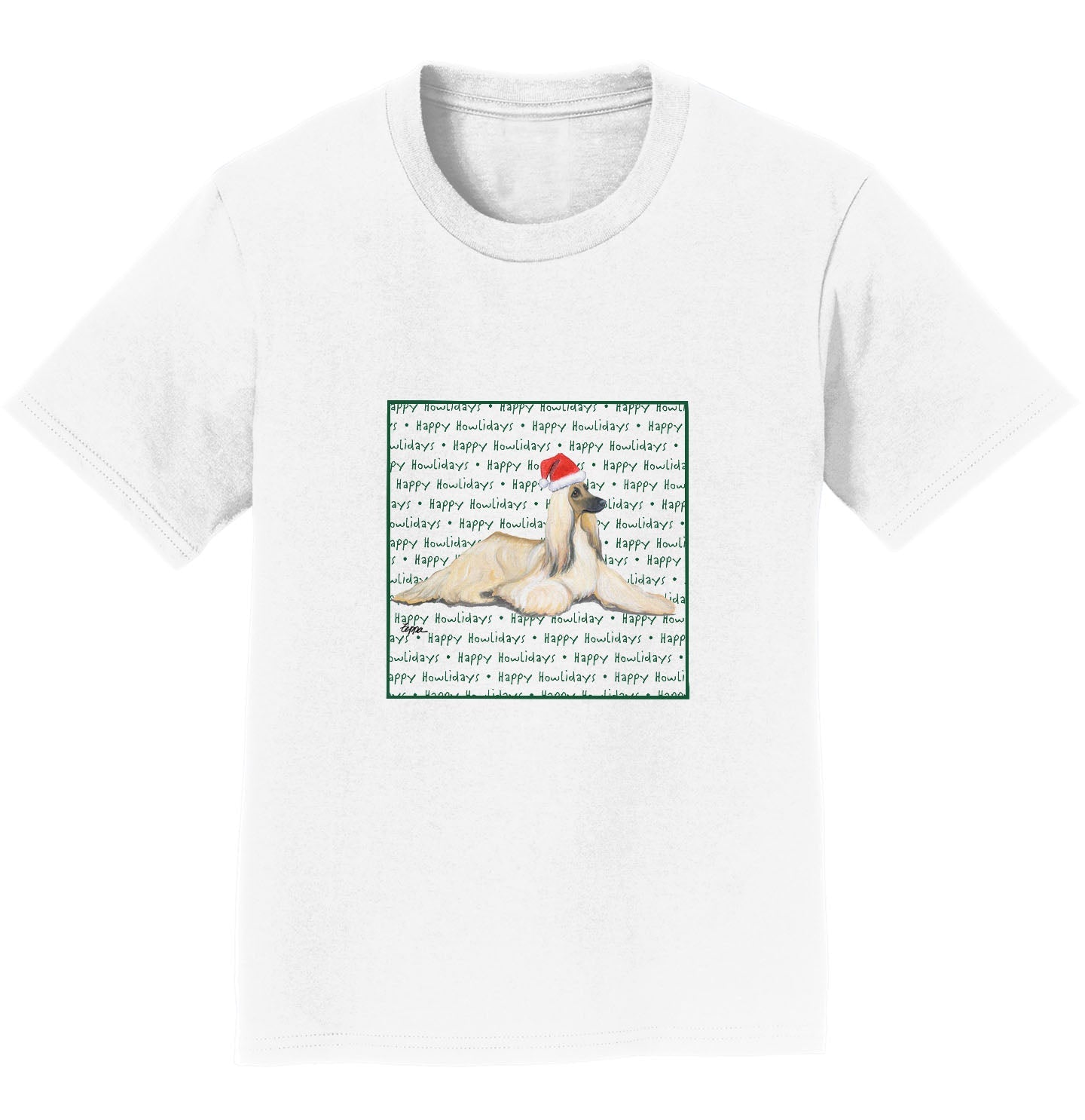 Afghan Hound Happy Howlidays Text - Kids' Unisex T-Shirt