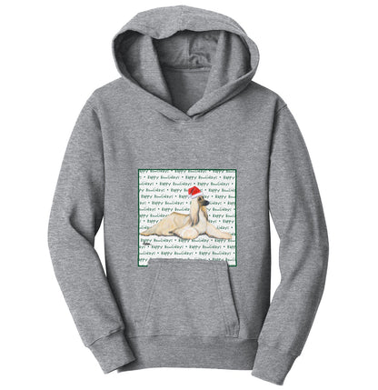 Afghan Hound Happy Howlidays Text - Kids' Unisex Hoodie Sweatshirt