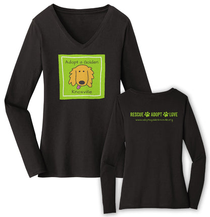 AGK Rescue Adopt Love - Women's V-Neck Long Sleeve T-Shirt