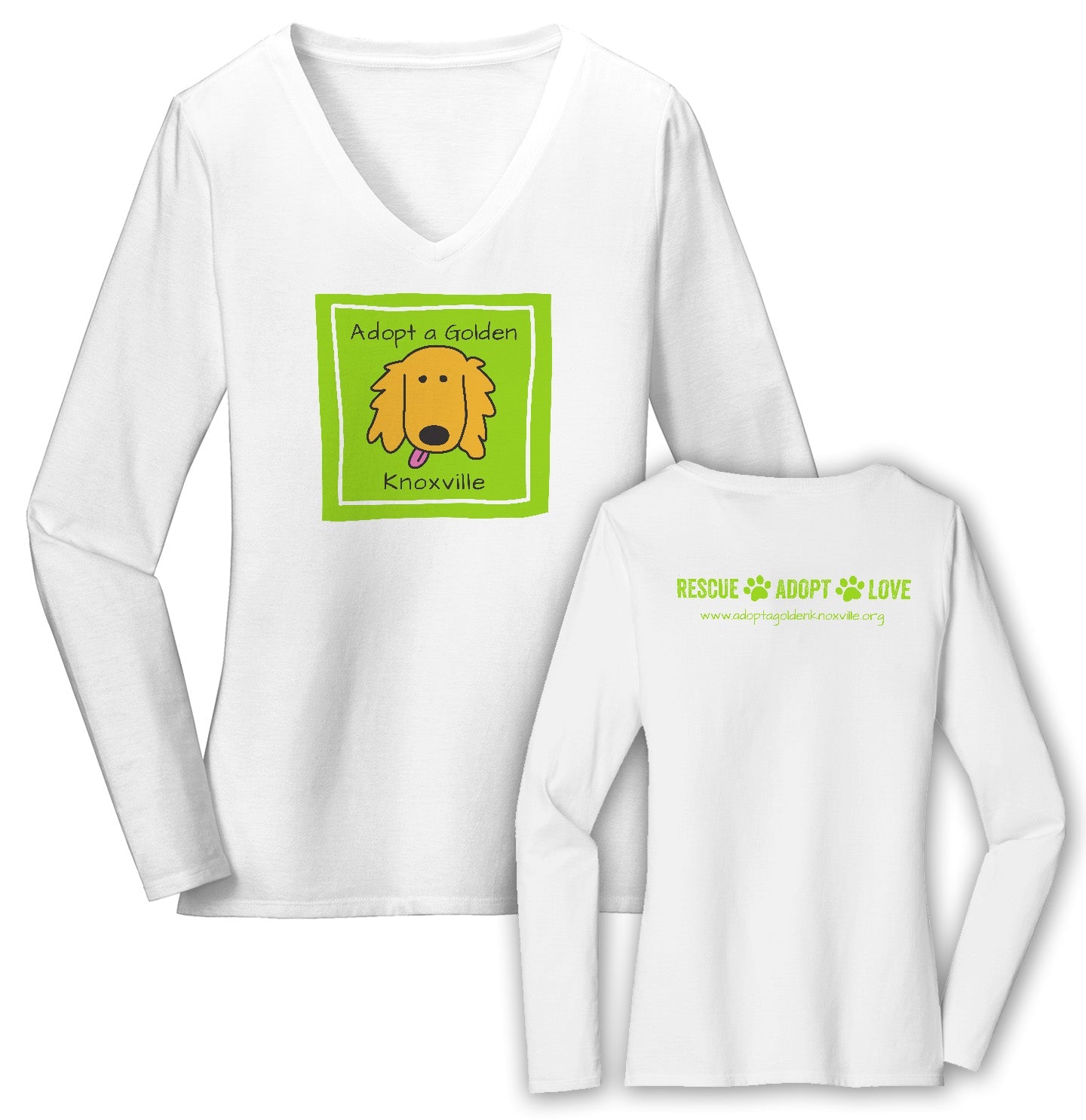 AGK Rescue Adopt Love - Women's V-Neck Long Sleeve T-Shirt