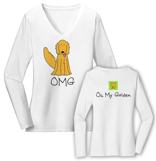 AGK Oh My Golden - Women's V-Neck Long Sleeve T-Shirt