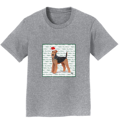 Airedale Terrier Happy Howlidays Text - Kids' Unisex T-Shirt