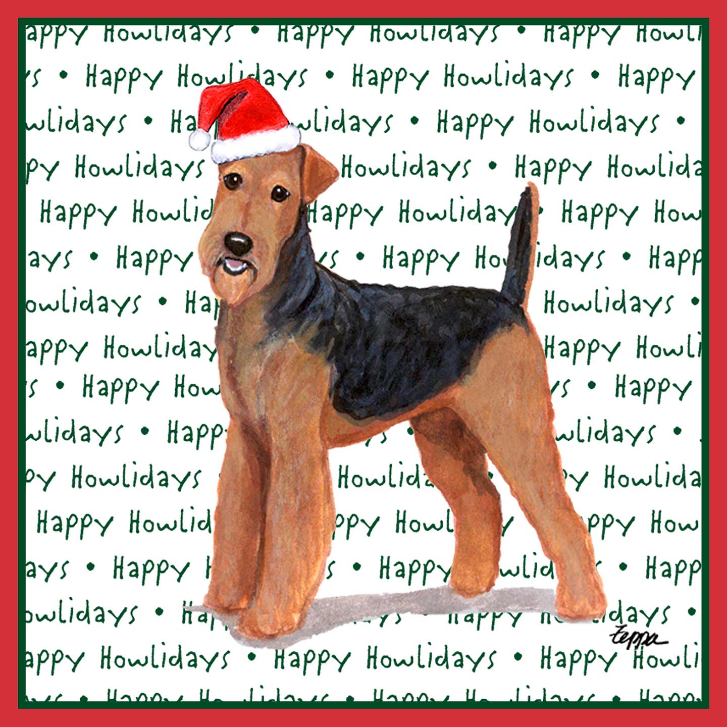 Airedale Terrier Happy Howlidays Text - Kids' Unisex T-Shirt