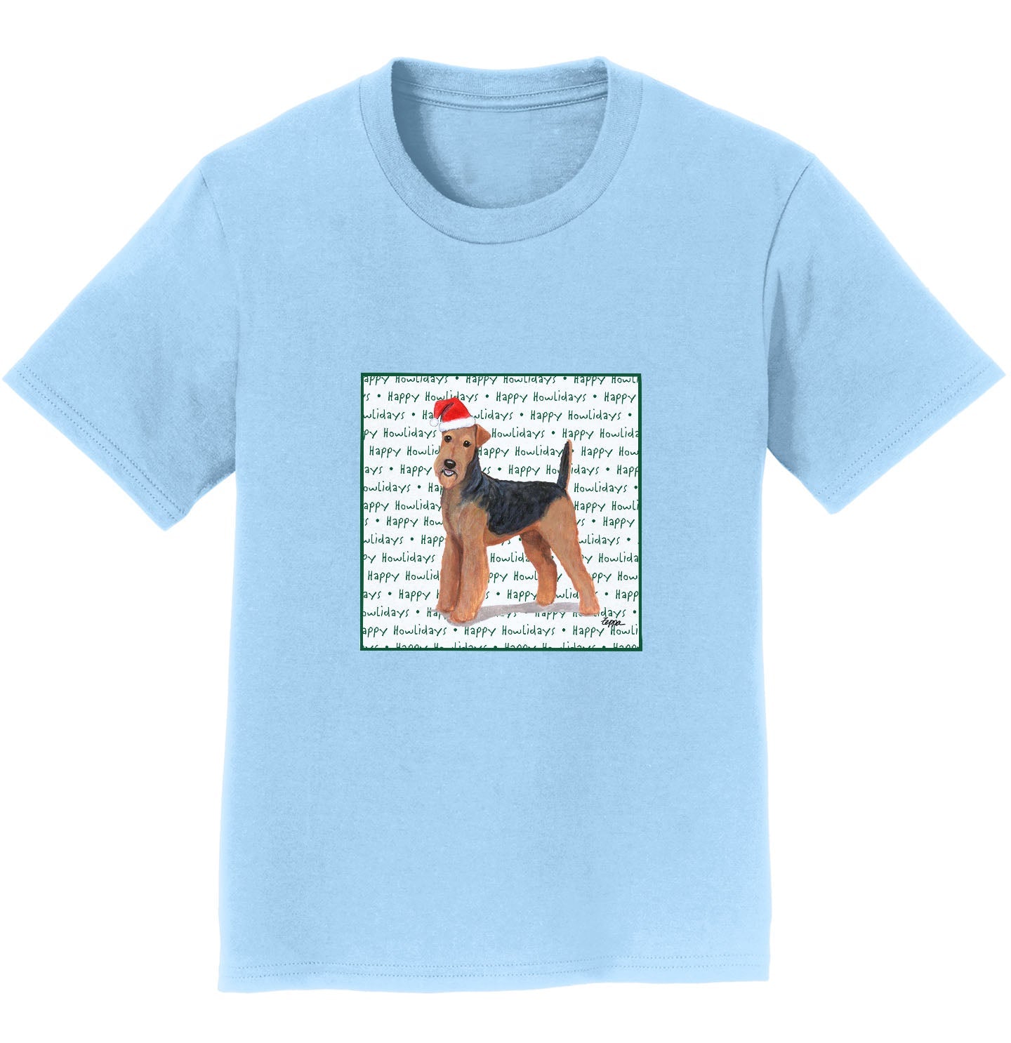 Airedale Terrier Happy Howlidays Text - Kids' Unisex T-Shirt