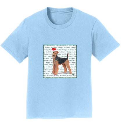 Airedale Terrier Happy Howlidays Text - Kids' Unisex T-Shirt