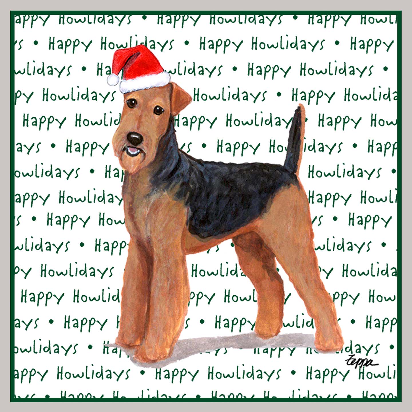 Airedale Terrier Happy Howlidays Text - Adult Unisex Crewneck Sweatshirt