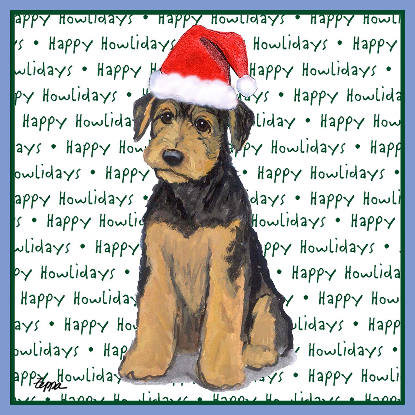 Airedale Terrier Puppy Happy Howlidays Text - Women's Tri-Blend T-Shirt
