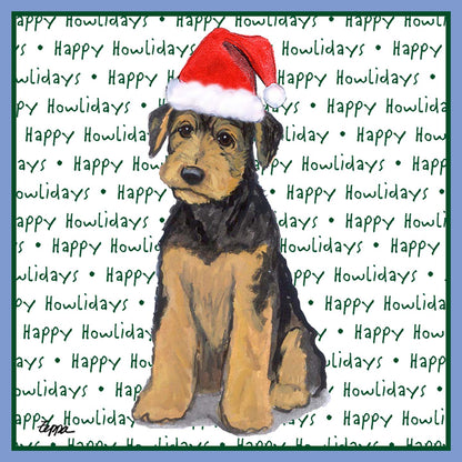 Airedale Terrier Puppy Happy Howlidays Text - Women's Tri-Blend T-Shirt