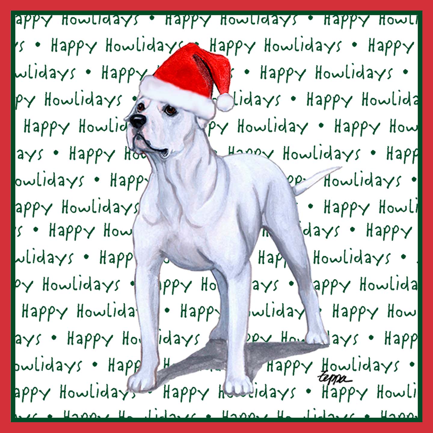 American Bulldog Happy Howlidays Text - Adult Unisex Long Sleeve T-Shirt